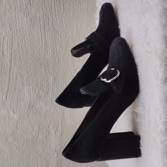 Marc Fisher Caila Black Suede Upper Round Toe Block High Heel Slip On Shoe - Picture 4 of 14